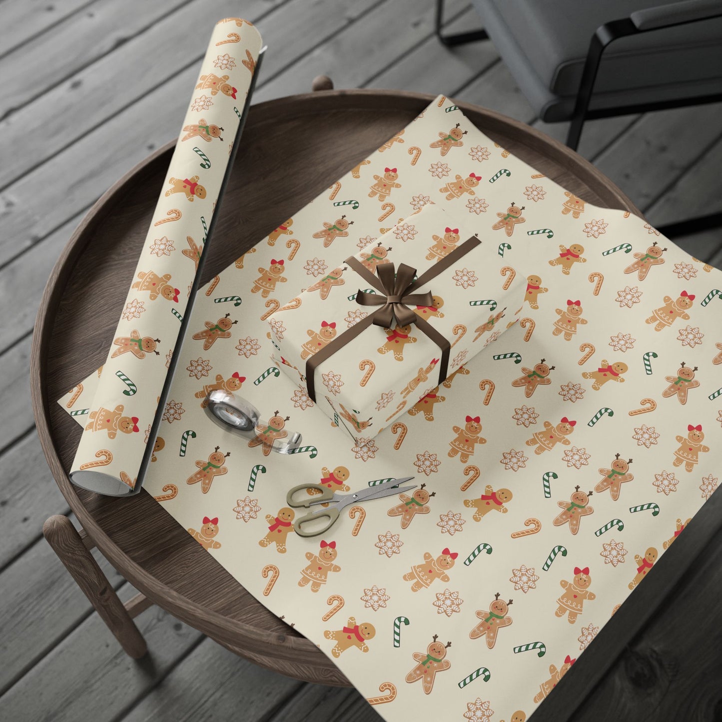 Gingerbread Holiday Wrapping Paper - Festive Gift Wrap for Christmas and Winter Celebrations