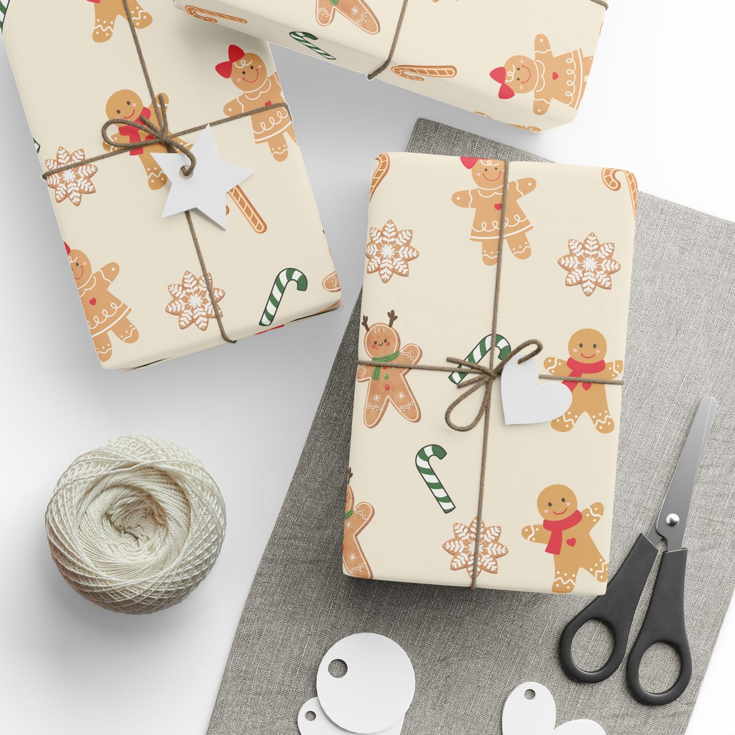 Holiday Wrapping Paper - Festive Gingerbread Design