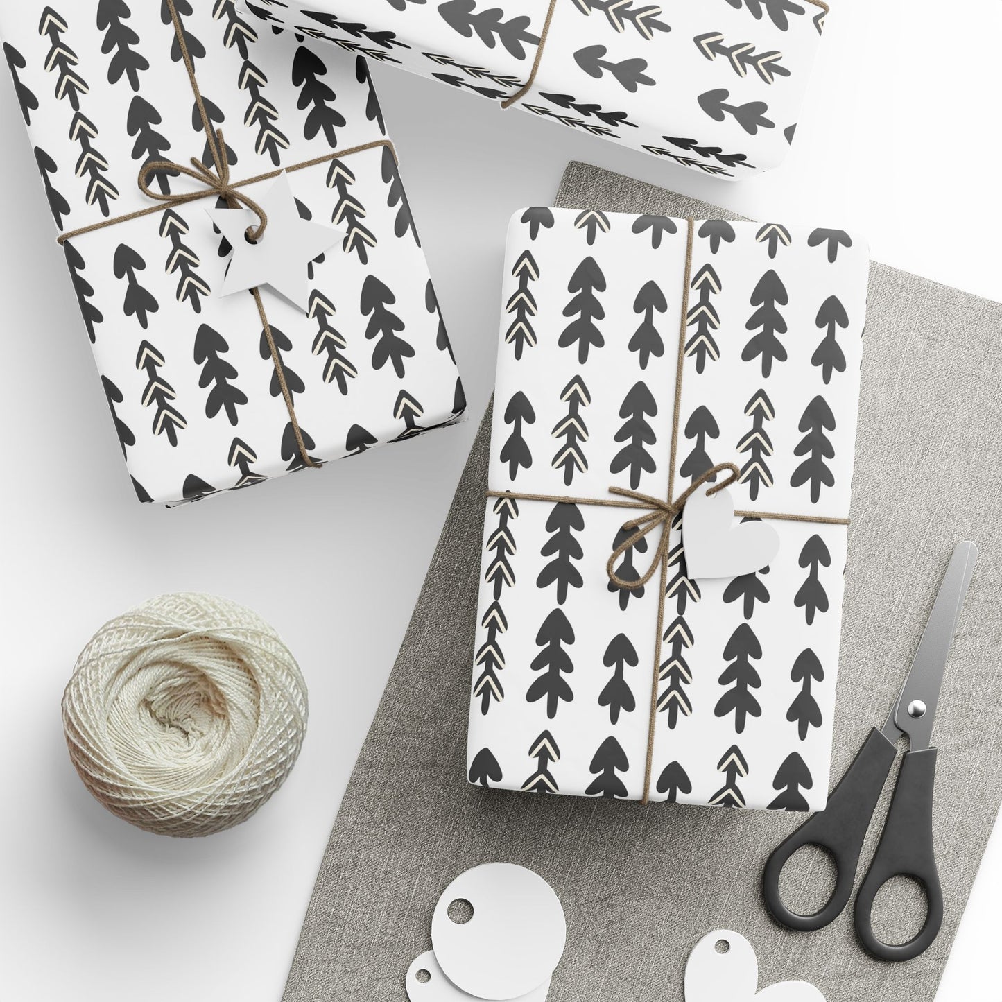 Minimalist Black Trees Wrapping Paper - Classic Modern Warm Design