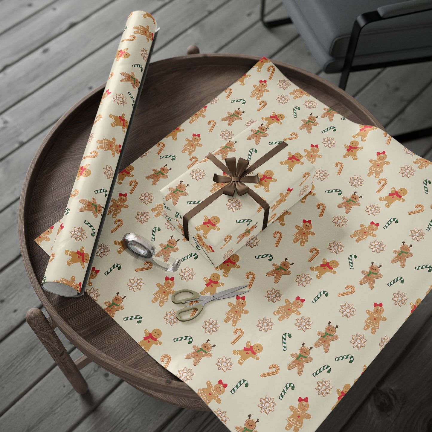 Holiday Wrapping Paper - Festive Gingerbread Design