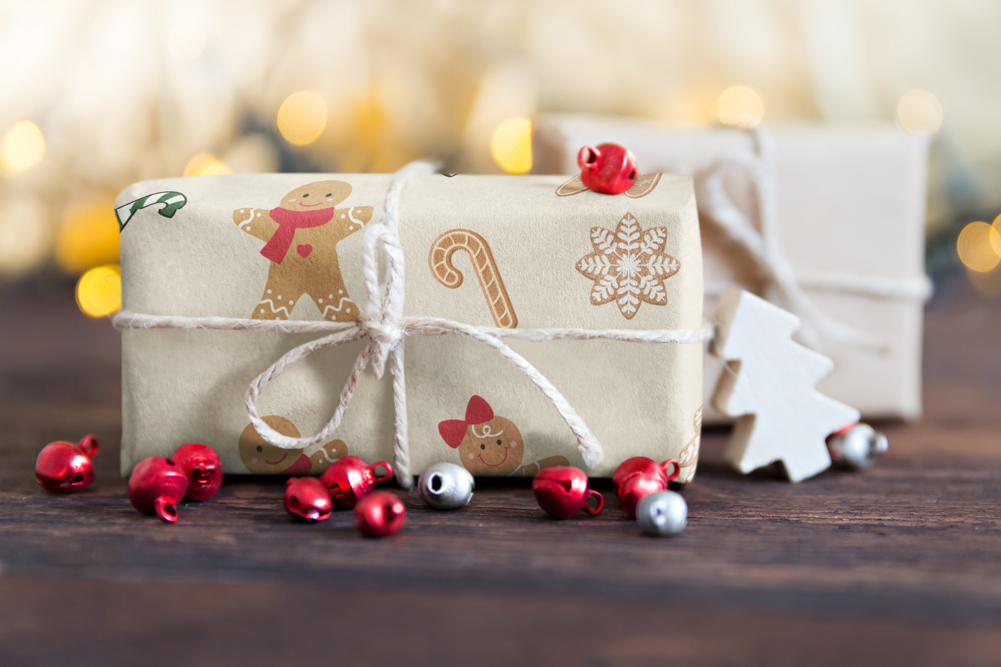 Holiday Wrapping Paper - Festive Gingerbread Design