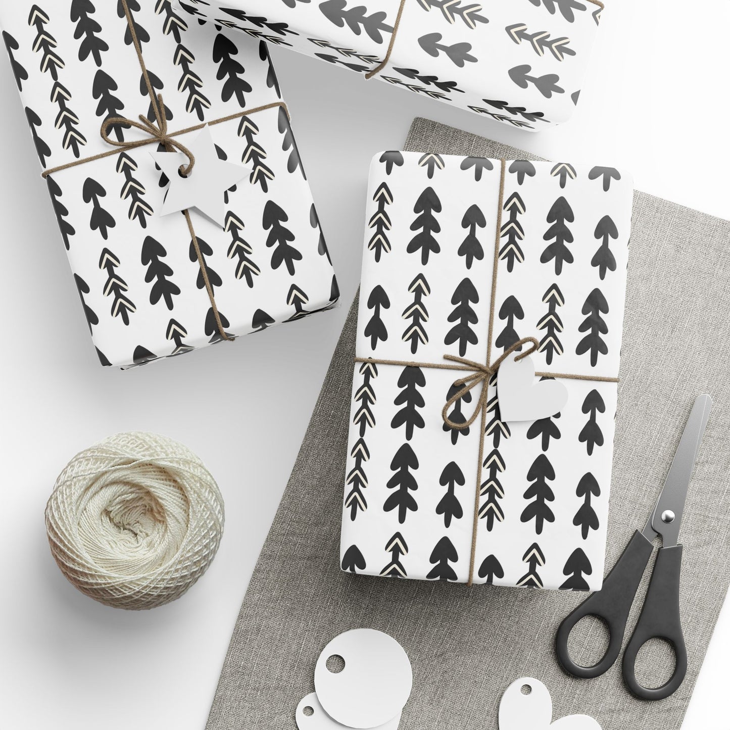 Minimalist Black Trees Wrapping Paper - Classic Modern Warm Design