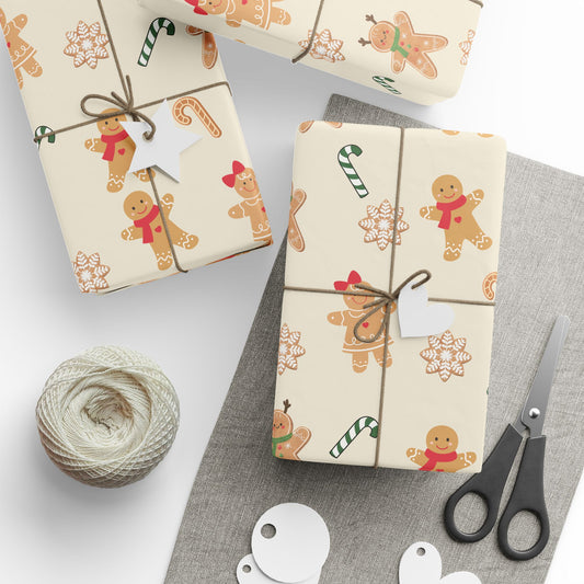 Gingerbread Holiday Wrapping Paper - Festive Gift Wrap for Christmas and Winter Celebrations