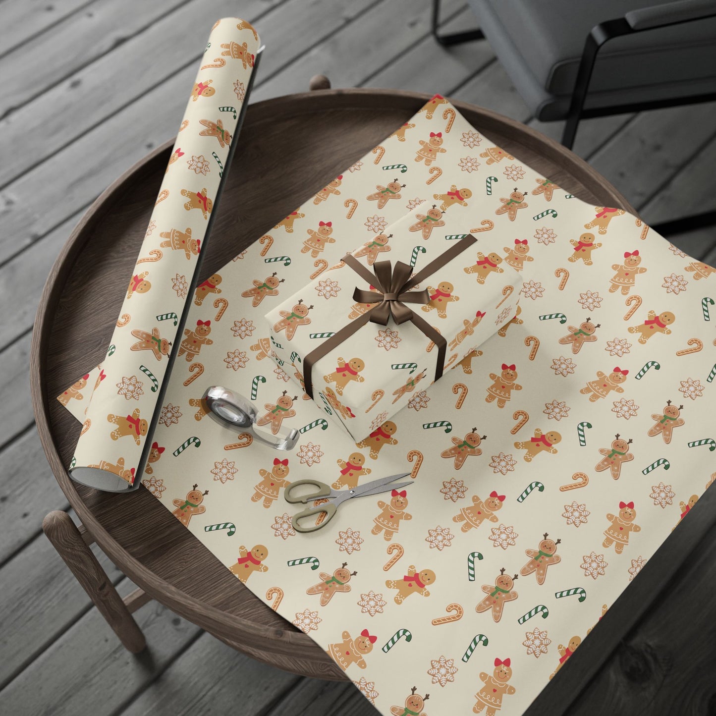 Holiday Wrapping Paper - Festive Gingerbread Design