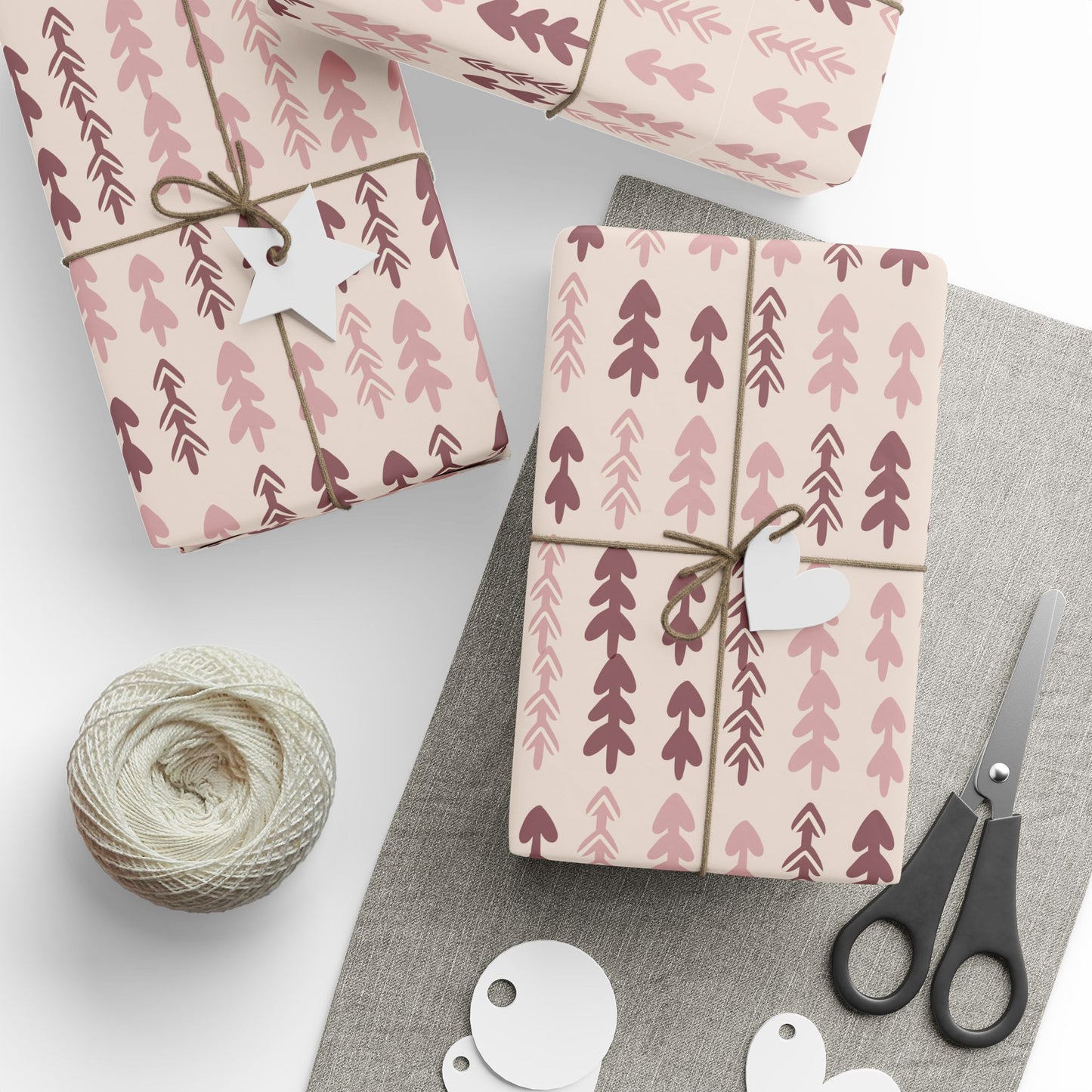 Elegant  Pink and Purple Trees Holiday Wrapping Paper - Classic Modern Warm Design